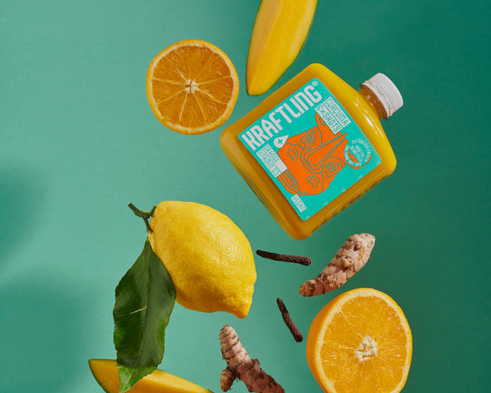 Kraftling® Immun-Flachmann Curcuma – Monatsration (30 milde Shots mit Vitamin D3)