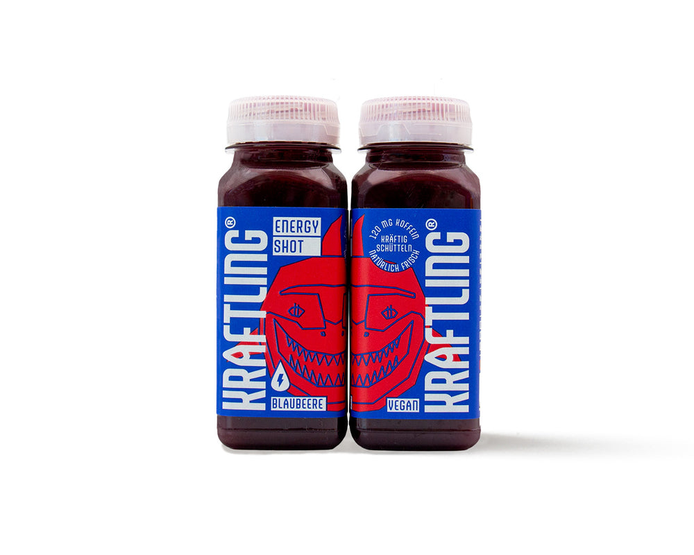 Kraftling® Energy-Shot Blaubeere – Monatsration (28 Shots mit Guarana Koffein)