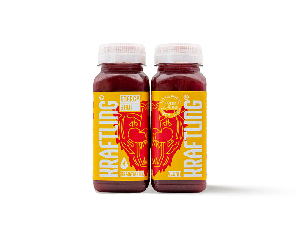 Kraftling® Energy-Shot Granatapfel – Monatsration (28 Shots mit Guarana Koffein)
