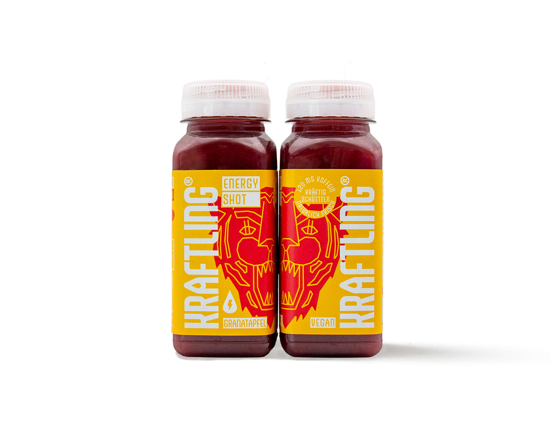 Kraftling® Energy-Shot Granatapfel – Monatsration (28 Shots mit Guarana Koffein)