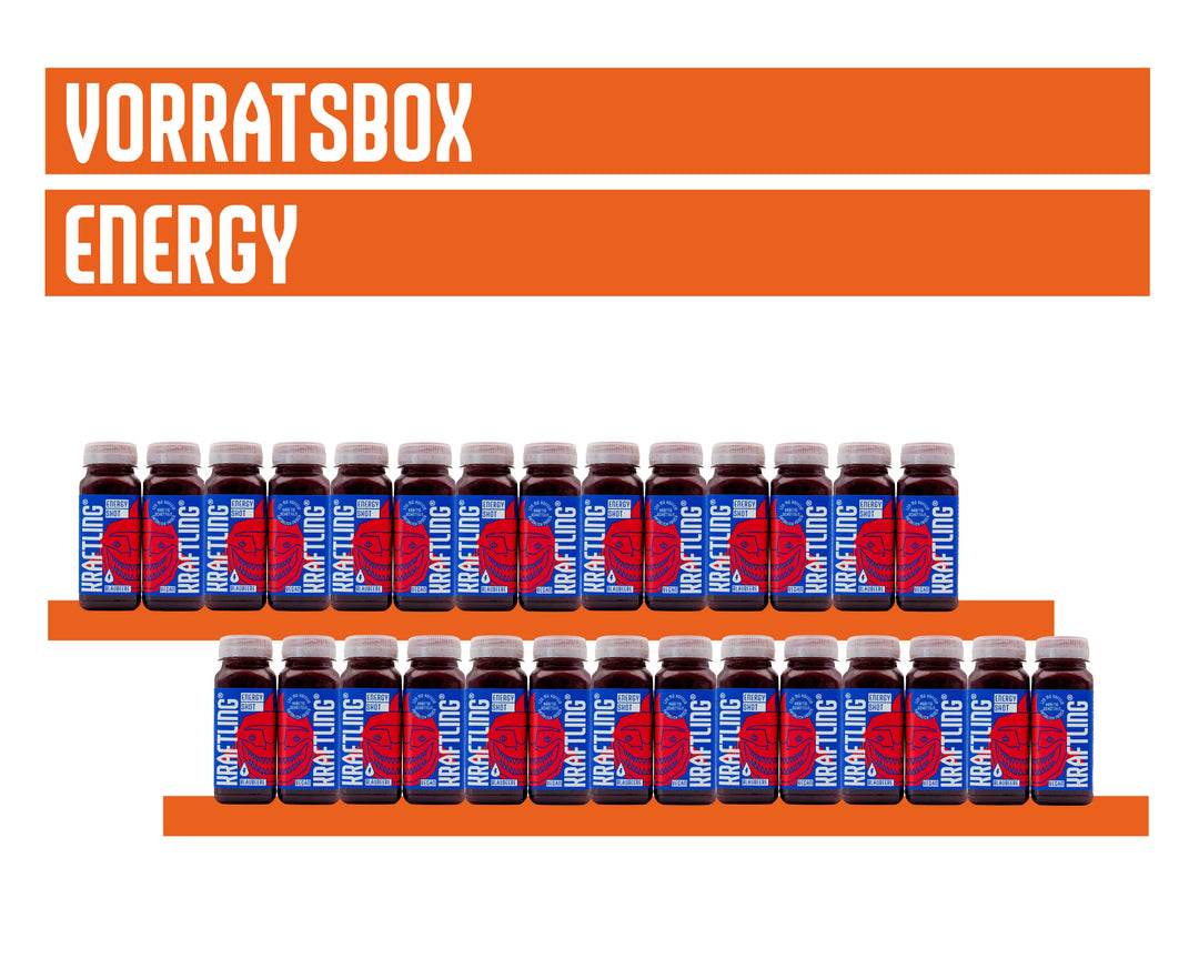 Kraftling® Energy-Shot Blaubeere – Monatsration (28 Shots mit Guarana Koffein)