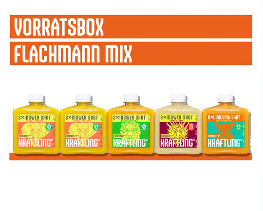Kraftling® Flachmann Probierpaket – Monatsration (30 Shots in 5 Flaschen)