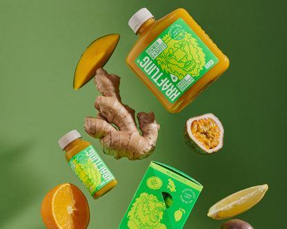 6x Ingwer Shots - Mango Maracuja - Flachmann