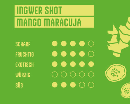 6x Ingwer Shots - Mango Maracuja - Flachmann