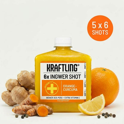 Kraftling® Immune Flask Orange Turmeric – Monthly Supply (30 shots in 5 bottles)